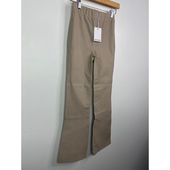 NWT Baker Lori Leather Flare Leg Elastic Waist Pant Women's Dove Size: XS - Picture 4 of 10